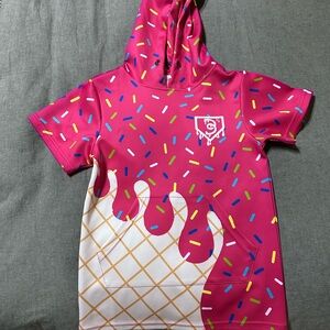 Kids Pink Ice Cream Cone Hoodie Tee with Sprinkles